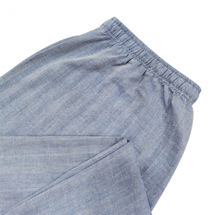 91家纺网 家纺一手货源 找家纺 皇寝世家 2023新款ins风休闲纯棉家居服套装 815男-人字纹蓝色