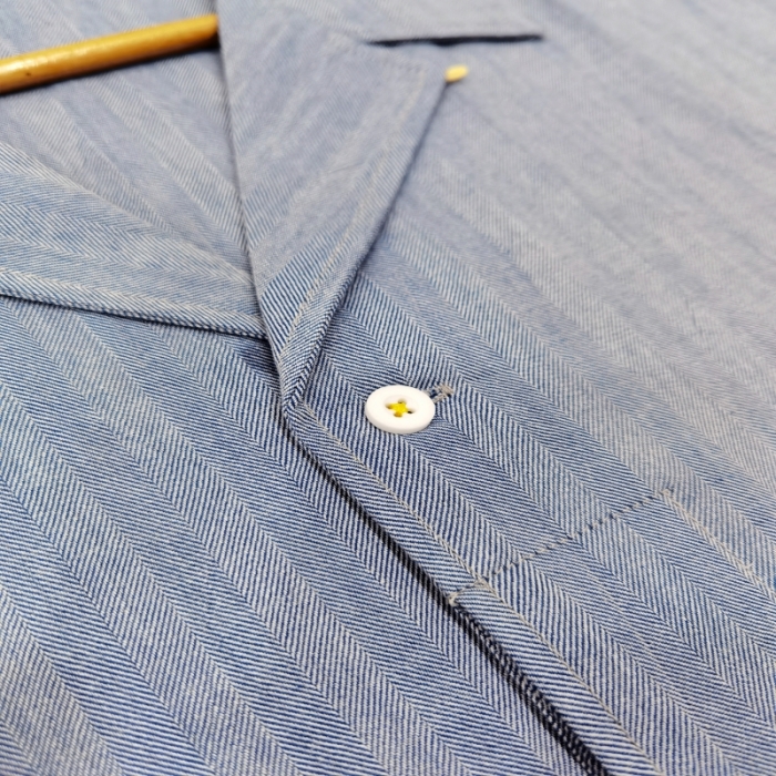 91家纺网 家纺一手货源 找家纺 皇寝世家 2023新款ins风休闲纯棉家居服套装 815男-人字纹蓝色