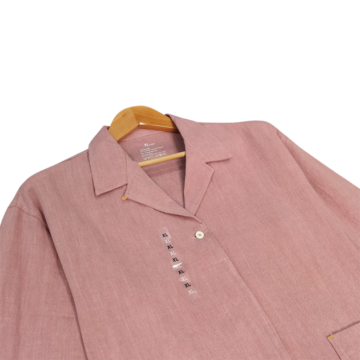 91家纺网 家纺一手货源 找家纺 皇寝世家 2023新款ins风休闲纯棉家居服套装 816女-人字纹粉色