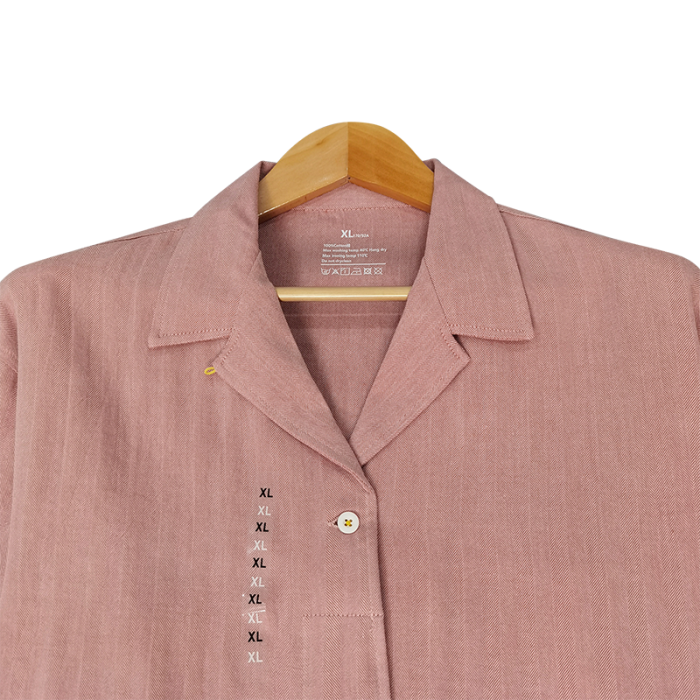 91家纺网 家纺一手货源 找家纺 皇寝世家 2023新款ins风休闲纯棉家居服套装 816女-人字纹粉色