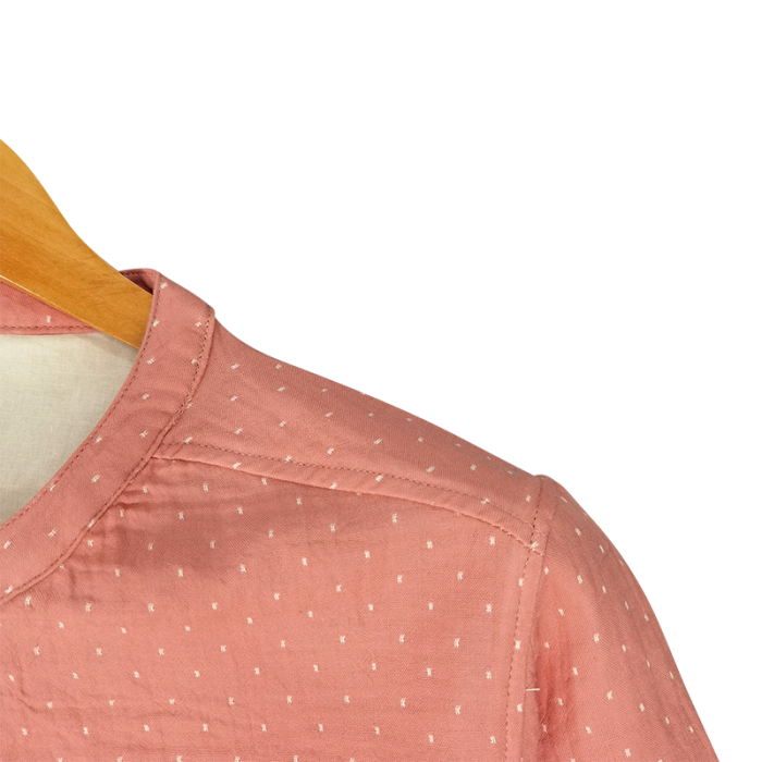 91家纺网 家纺一手货源 找家纺 皇寝世家 2023新款立领纯棉双层纱家居服套装 811女-星空粉