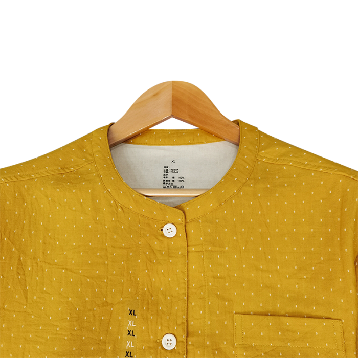 91家纺网 家纺一手货源 找家纺 皇寝世家 2023新款立领纯棉双层纱家居服套装 811女-星空黄