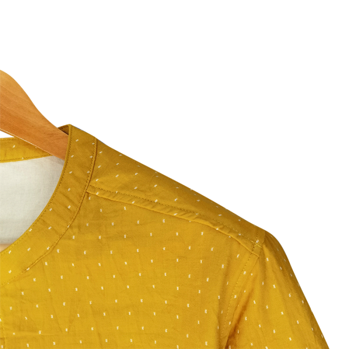 91家纺网 家纺一手货源 找家纺 皇寝世家 2023新款立领纯棉双层纱家居服套装 811女-星空黄