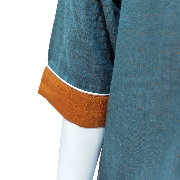 91家纺网 家纺一手货源 找家纺 皇寝世家 2023新款女款纯棉双层纱旗袍裙 814女-宝石蓝