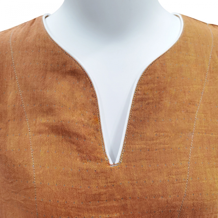 91家纺网 家纺一手货源 找家纺 皇寝世家 2023新款女款纯棉双层纱旗袍裙 814女-金桔色