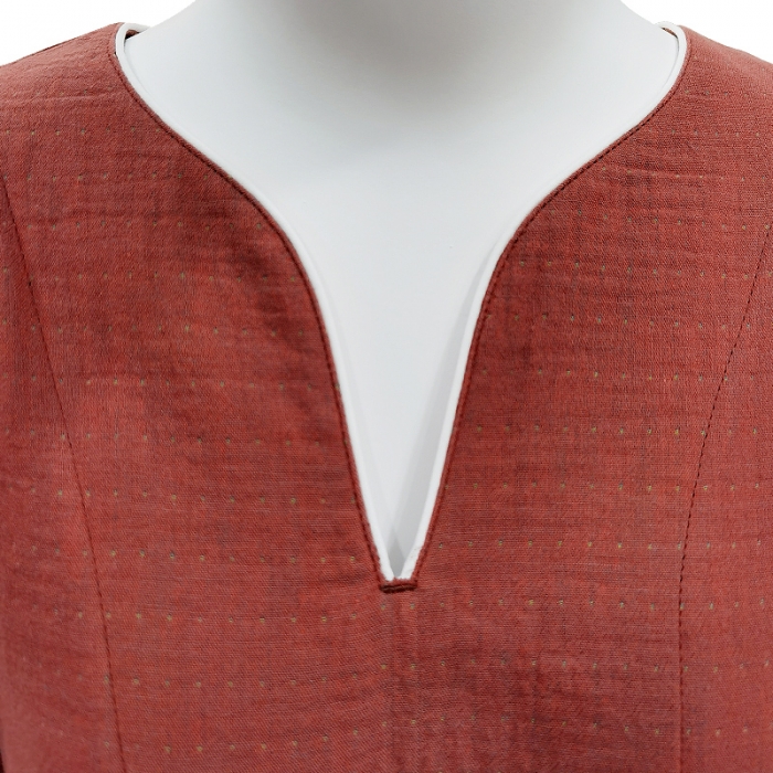 91家纺网 家纺一手货源 找家纺 皇寝世家 2023新款女款纯棉双层纱旗袍裙 814女-锈红色