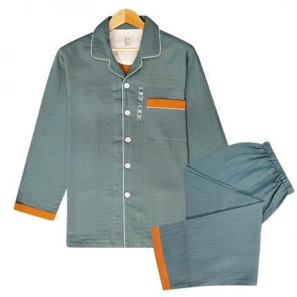 91家纺网 家纺一手货源 找家纺 （总）皇寝世家2023新嵌线纯棉双层纱长袖长裤家居服套装