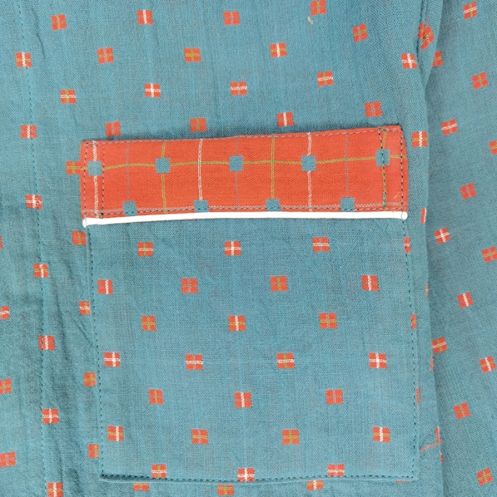 91家纺网 家纺一手货源 找家纺 皇寝世家2023新嵌线纯棉双层纱长袖长裤家居服套装 812女-布丁格蓝