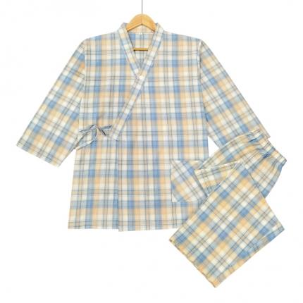 91家纺网 家纺一手货源 找家纺 皇寝世家 2023新款水洗棉汉服家居服套装 818男-灰格