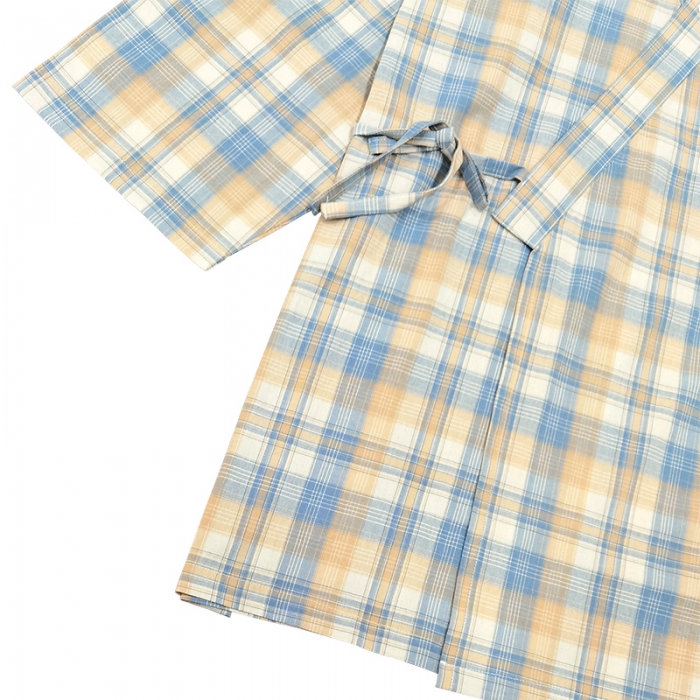 91家纺网 家纺一手货源 找家纺 皇寝世家 2023新款水洗棉汉服家居服套装 818男-灰格