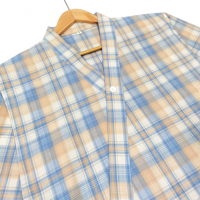 91家纺网 家纺一手货源 找家纺 皇寝世家 2023新款水洗棉汉服家居服套装 818男-灰格