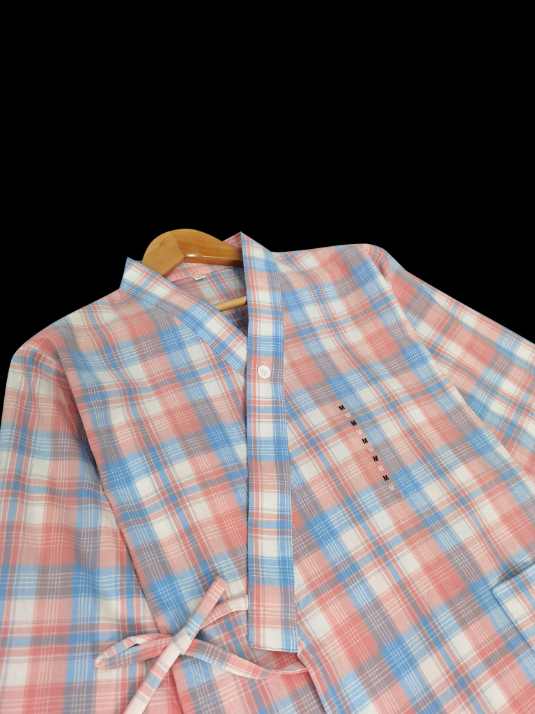 91家纺网 家纺一手货源 找家纺 皇寝世家 2023新款水洗棉汉服家居服套装 819女-粉格