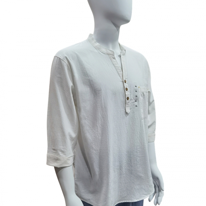 91家纺网 家纺一手货源 找家纺 皇寝世家2023新款男款水洗棉中袖立领休闲家居服套装 817男-白+蓝