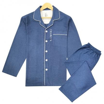 皇寝世家 2023新款纯棉法兰绒家居服套装 808男-藏青素色