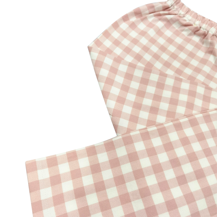 91家纺网 家纺一手货源 找家纺 皇寝世家 2023新款纯棉法兰绒家居服套装 809女-粉白格