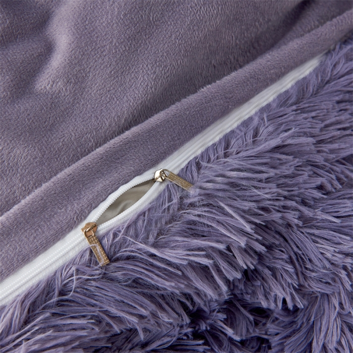 91家纺网 家纺一手货源 找家纺 品尚嘉家纺2025新款纯色水貂绒四件套长毛绒保暖套件 烟灰紫
