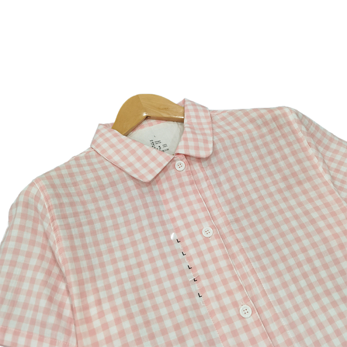 91家纺网 家纺一手货源 找家纺 皇寝世家 2023新款纯棉双层纱短袖短裤家居服套装 807女-糖果粉