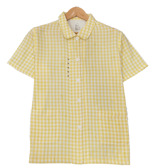 91家纺网 家纺一手货源 找家纺 皇寝世家 2023新款纯棉双层纱短袖短裤家居服套装 807女-糖果黄