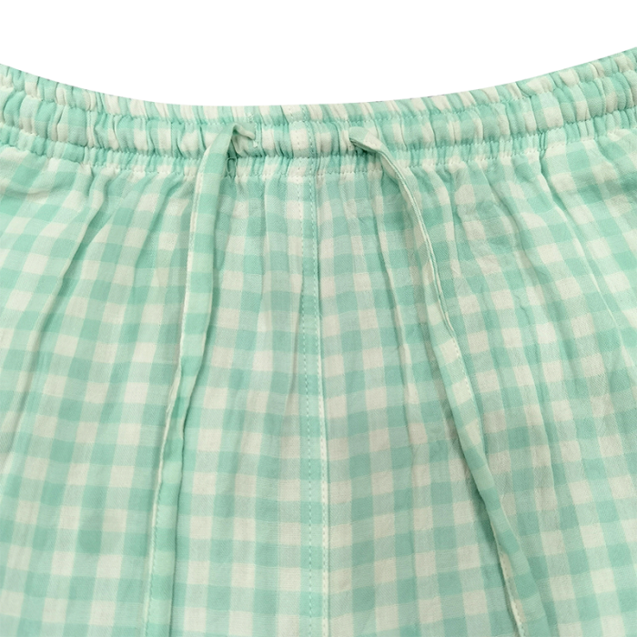 91家纺网 家纺一手货源 找家纺 皇寝世家 2023新款纯棉双层纱短袖短裤家居服套装 807女-糖果绿