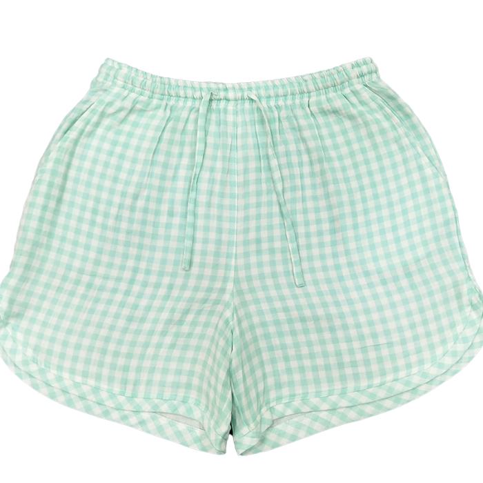 91家纺网 家纺一手货源 找家纺 皇寝世家 2023新款纯棉双层纱短袖短裤家居服套装 807女-糖果绿