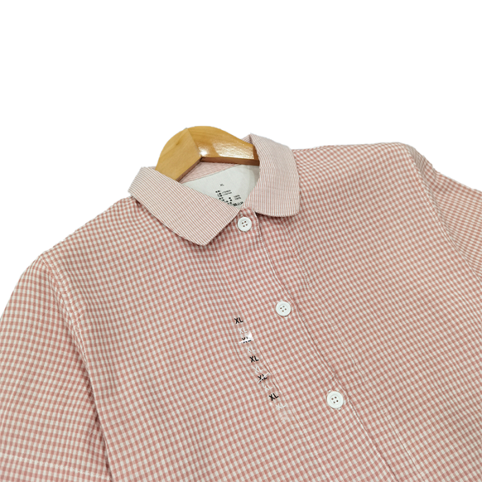 91家纺网 家纺一手货源 找家纺 皇寝世家 2023新款纯棉双层纱短袖长裤家居服套装 805女-粉细格