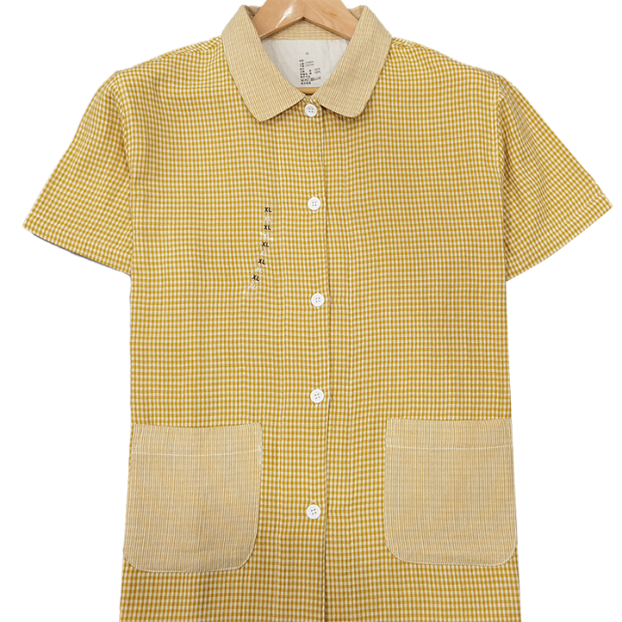 91家纺网 家纺一手货源 找家纺 皇寝世家 2023新款纯棉双层纱短袖长裤家居服套装 805女-黄细格