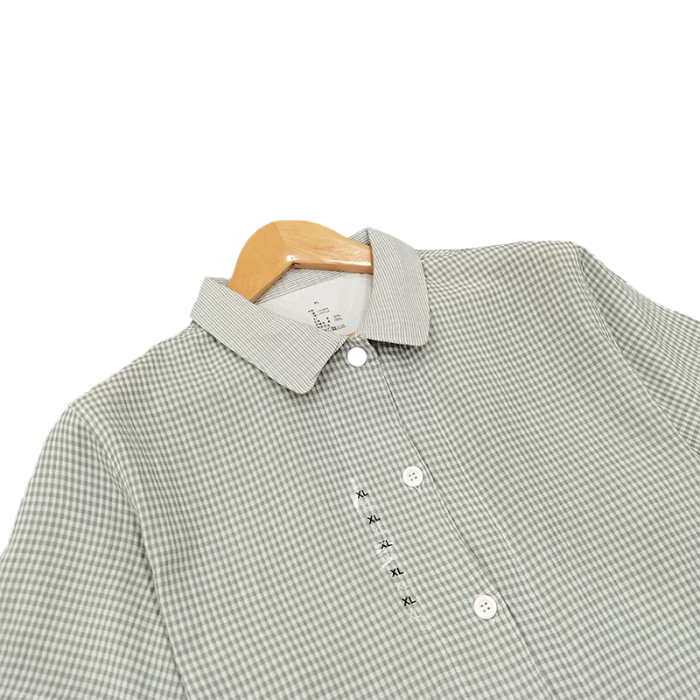 91家纺网 家纺一手货源 找家纺 皇寝世家 2023新款纯棉双层纱短袖长裤家居服套装 805女-绿细格