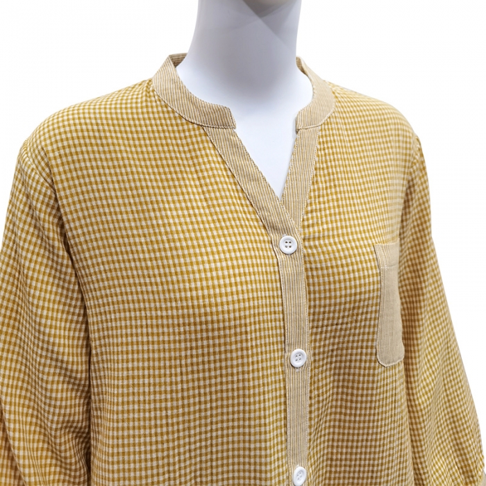 91家纺网 家纺一手货源 找家纺 皇寝世家 2023新款纯棉双层纱公主裙 801女-黄细格