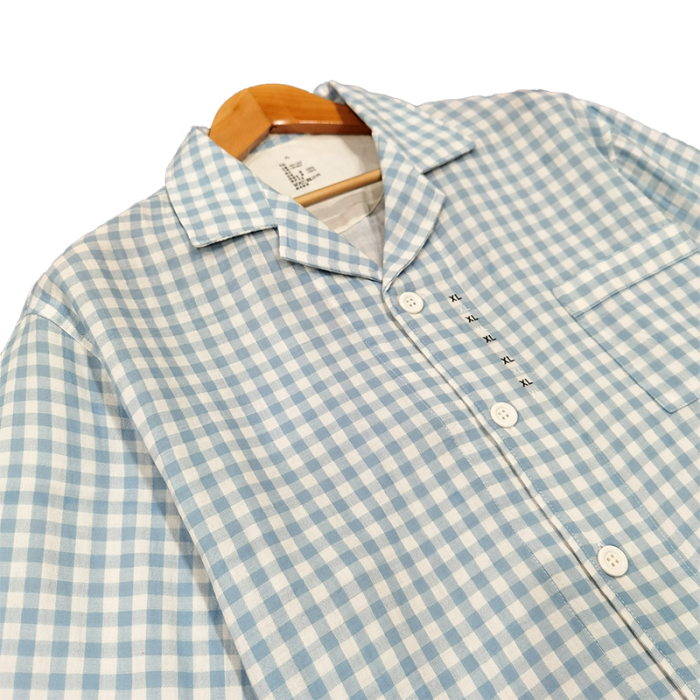 91家纺网 家纺一手货源 找家纺 皇寝世家 2023新款纯棉双层纱长袖长裤家居服套装 802男-糖果蓝