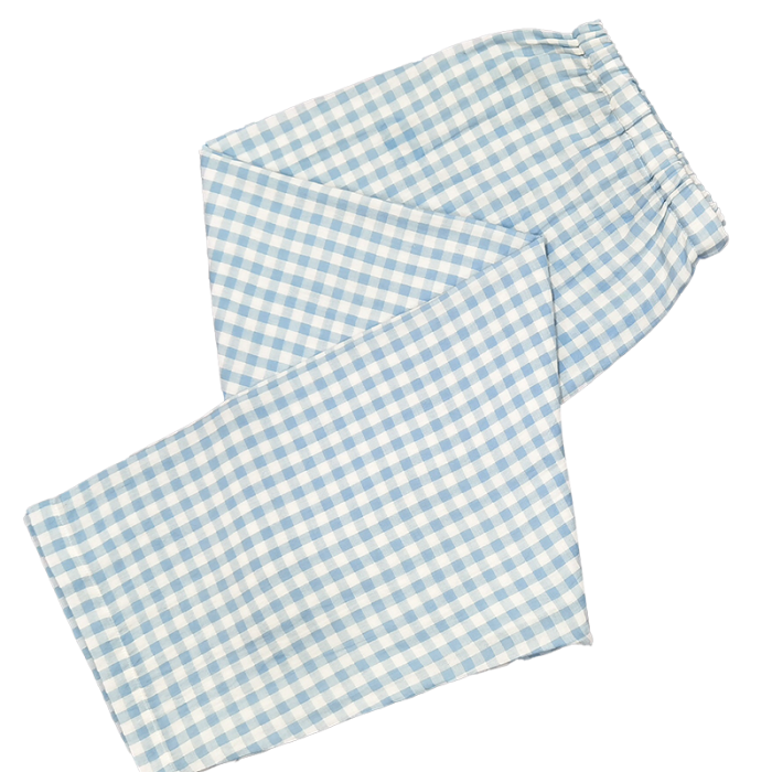 91家纺网 家纺一手货源 找家纺 皇寝世家 2023新款纯棉双层纱长袖长裤家居服套装 802男-糖果蓝