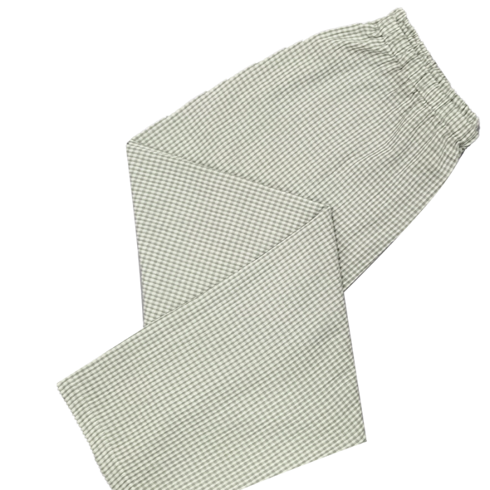 91家纺网 家纺一手货源 找家纺 皇寝世家 2023新款纯棉双层纱长袖长裤家居服套装 803女-绿细格