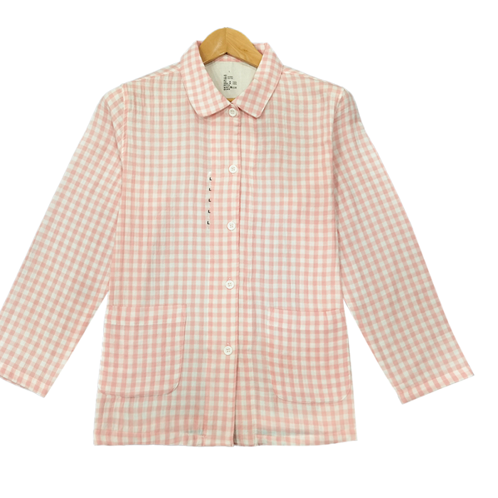 91家纺网 家纺一手货源 找家纺 皇寝世家 2023新款纯棉双层纱长袖长裤家居服套装 803女-糖果粉