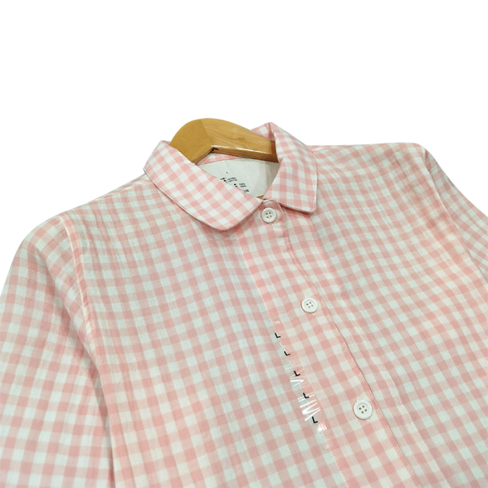 91家纺网 家纺一手货源 找家纺 皇寝世家 2023新款纯棉双层纱长袖长裤家居服套装 803女-糖果粉