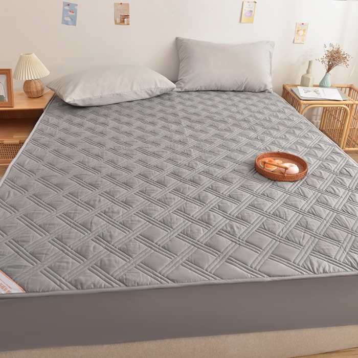 91家纺网 家纺一手货源 找家纺 梦柏 2023新款13372全棉斜纹夹棉床笠 中灰