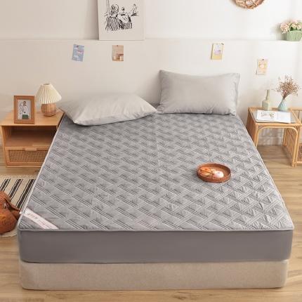 梦柏 2023新款13372全棉斜纹夹棉床笠 中灰