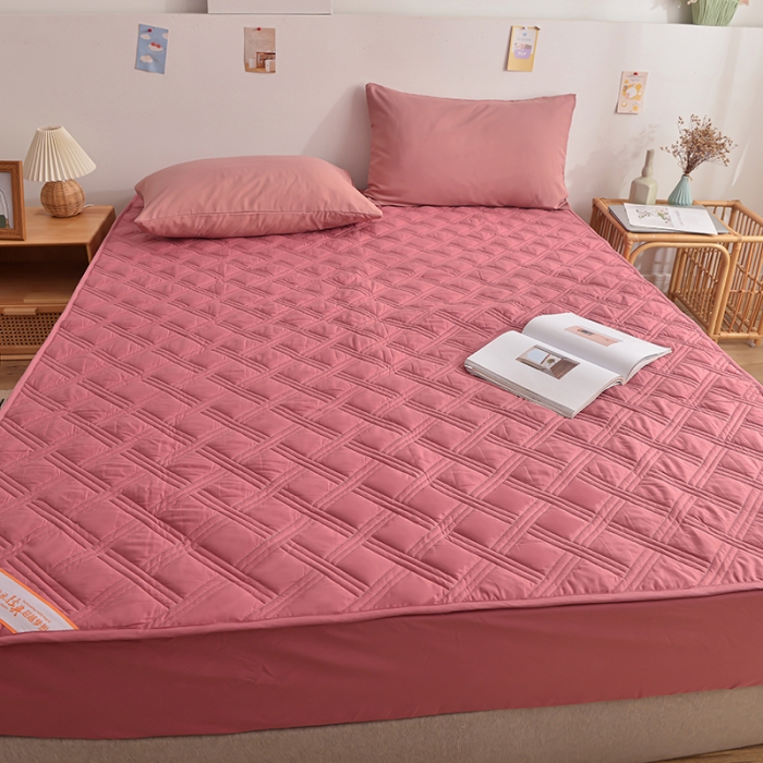 91家纺网 家纺一手货源 找家纺 梦柏 2023新款13372全棉斜纹夹棉床笠 嫣红