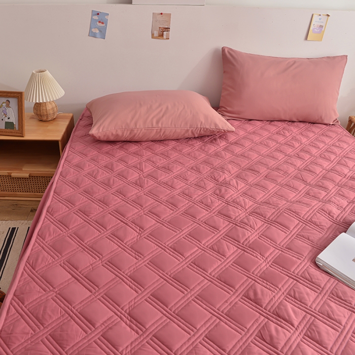 91家纺网 家纺一手货源 找家纺 梦柏 2023新款13372全棉斜纹夹棉床笠 嫣红