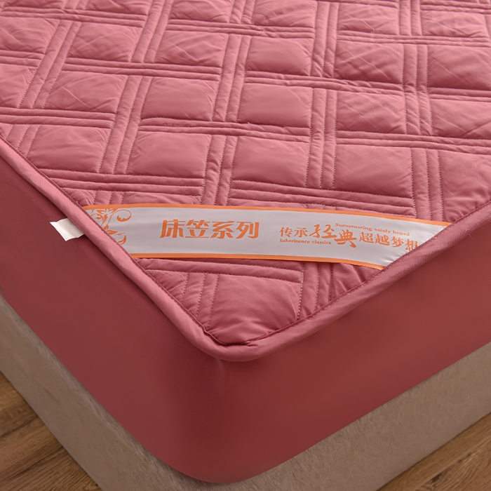 91家纺网 家纺一手货源 找家纺 梦柏 2023新款13372全棉斜纹夹棉床笠 嫣红