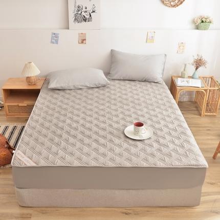 梦柏 2023新款13372全棉斜纹夹棉床笠 浅灰