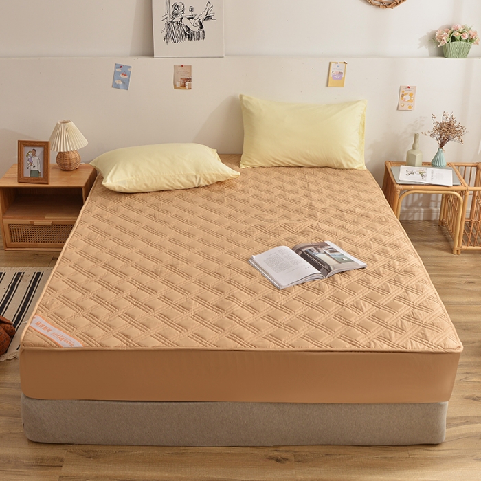 91家纺网 家纺一手货源 找家纺 梦柏 2023新款13372全棉斜纹夹棉床笠 卡其