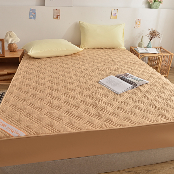 91家纺网 家纺一手货源 找家纺 梦柏 2023新款13372全棉斜纹夹棉床笠 卡其