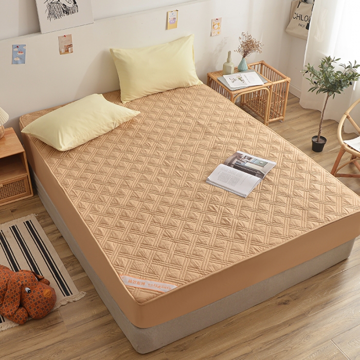 91家纺网 家纺一手货源 找家纺 梦柏 2023新款13372全棉斜纹夹棉床笠 卡其