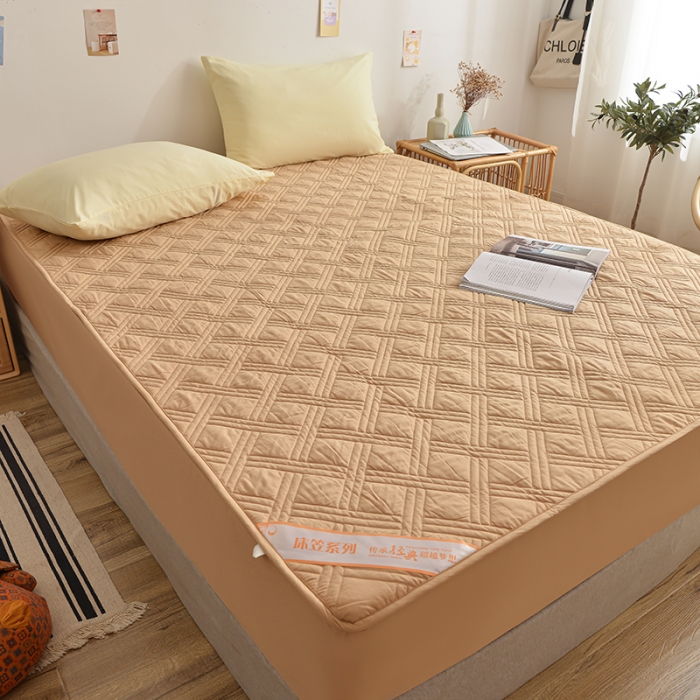 91家纺网 家纺一手货源 找家纺 梦柏 2023新款13372全棉斜纹夹棉床笠 卡其