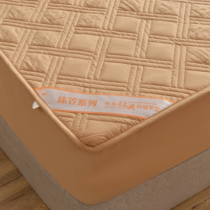 91家纺网 家纺一手货源 找家纺 梦柏 2023新款13372全棉斜纹夹棉床笠 卡其