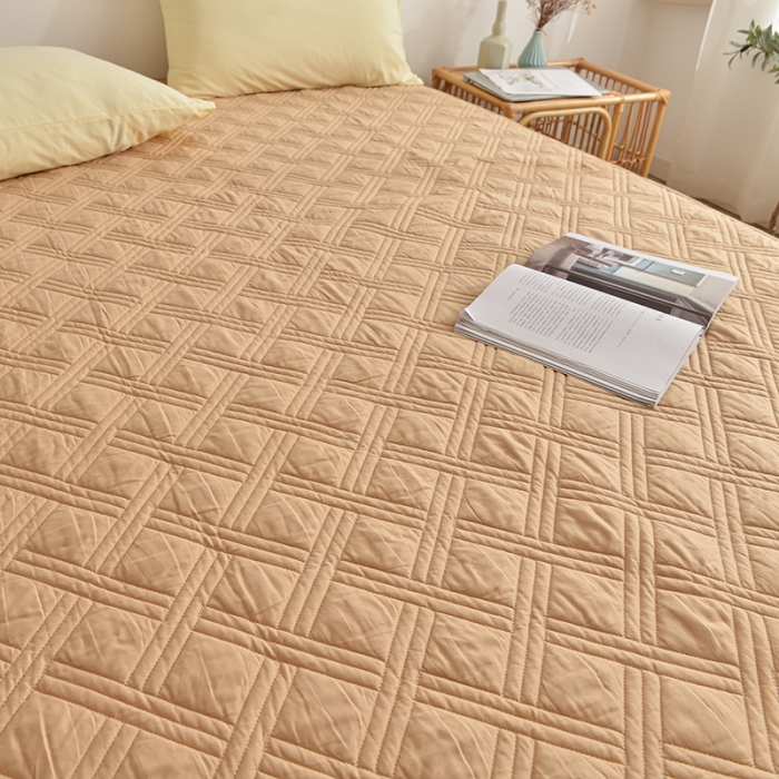 91家纺网 家纺一手货源 找家纺 梦柏 2023新款13372全棉斜纹夹棉床笠 卡其