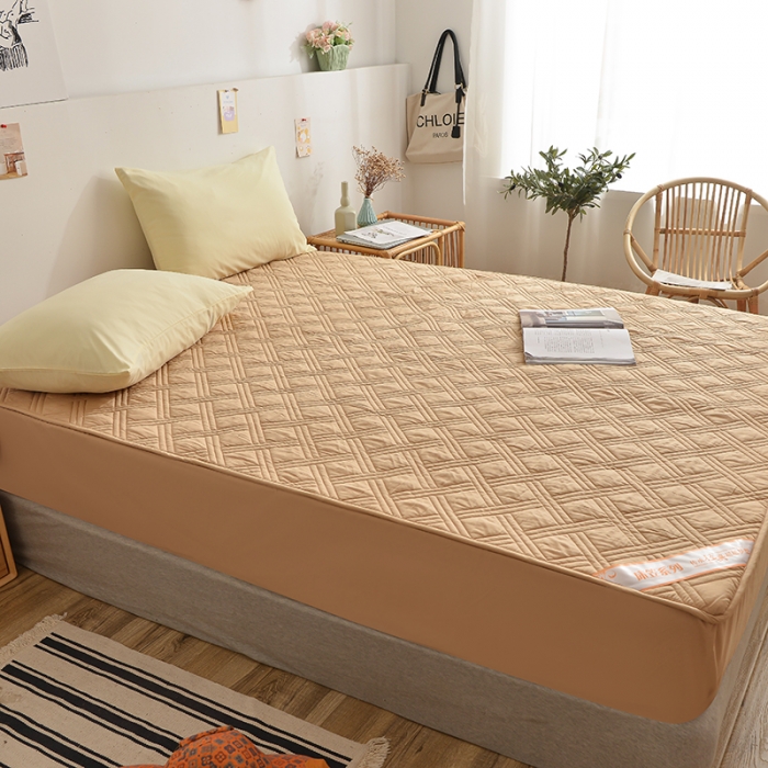 91家纺网 家纺一手货源 找家纺 梦柏 2023新款13372全棉斜纹夹棉床笠 卡其