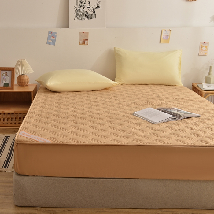 91家纺网 家纺一手货源 找家纺 梦柏 2023新款13372全棉斜纹夹棉床笠 卡其