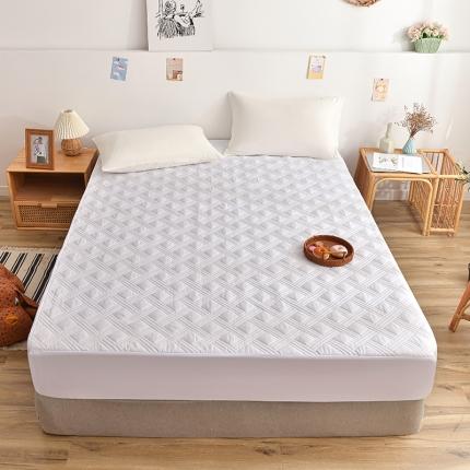 梦柏 2023新款13372全棉斜纹夹棉床笠 白色