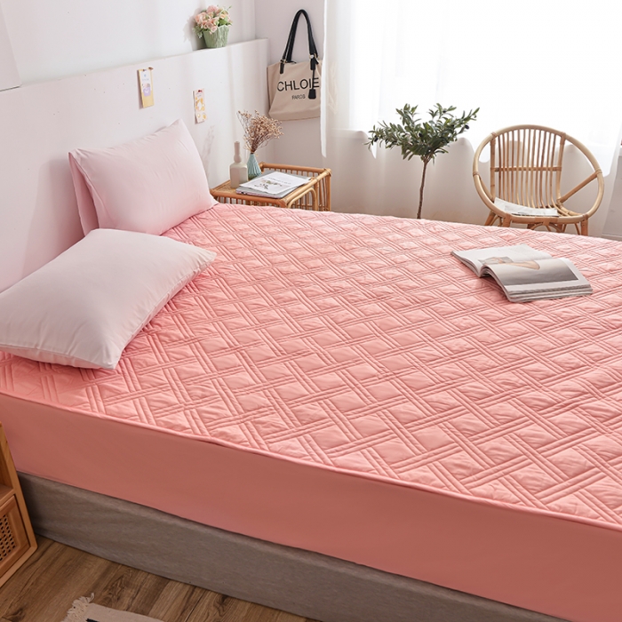 91家纺网 家纺一手货源 找家纺 梦柏 2023新款13372全棉斜纹夹棉床笠 粉色