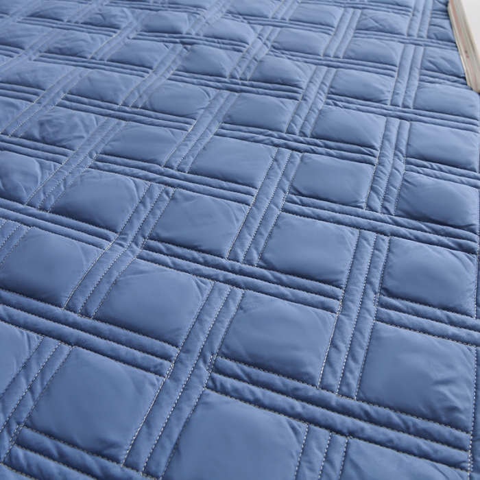 91家纺网 家纺一手货源 找家纺 梦柏 2023新款13372全棉斜纹夹棉床笠 宝蓝